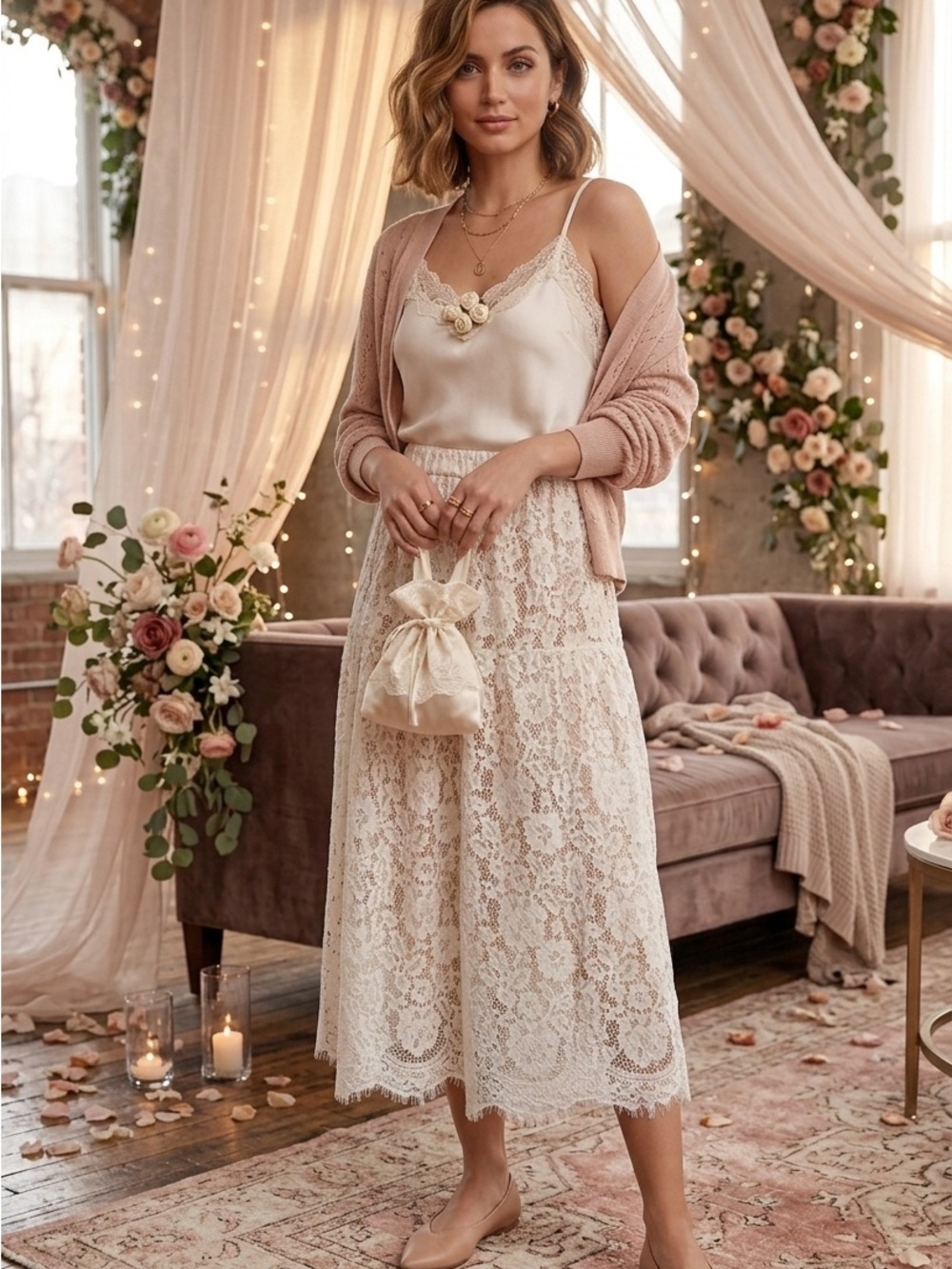 Wilfred Aritzia Lace White Lined
Sheer Bohemian Maxi Skirt